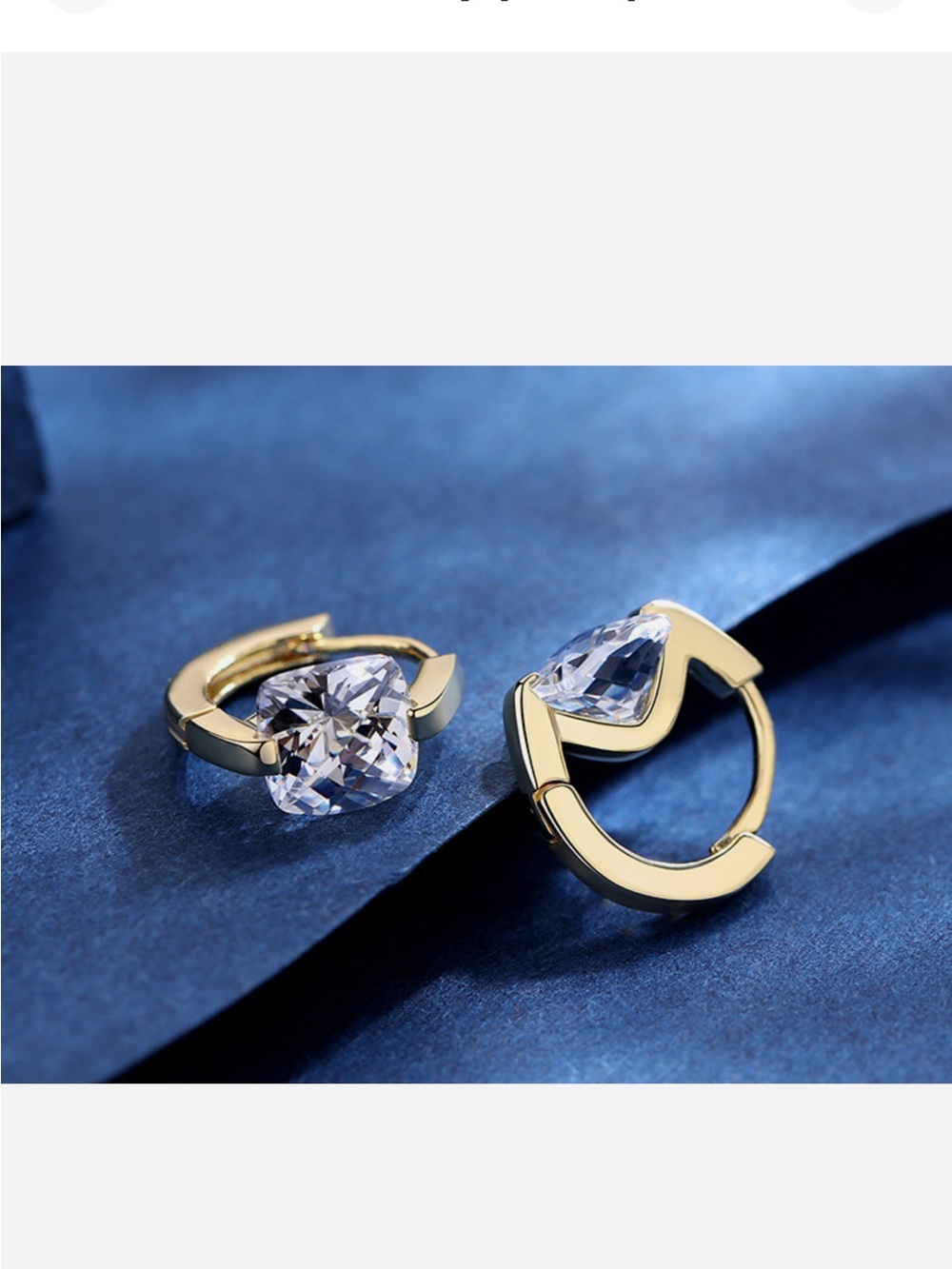 Women Girl 18K Gold Plated Square Cubic Zircon CZ Huggie Hoop Earrings 2Pcs J11